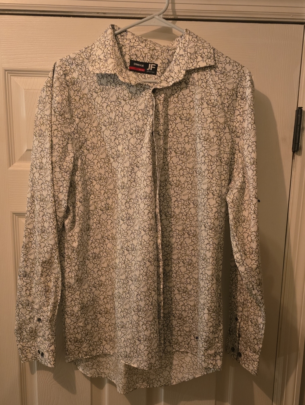 jf j.ferrar White Shirt with Black Floral Outline Print